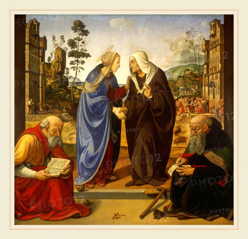 Piero di Cosimo, The Visitation with Saint Nicholas and Saint Anthony Abbot, Italian, 1462-1521, c. 1490, oil on panel