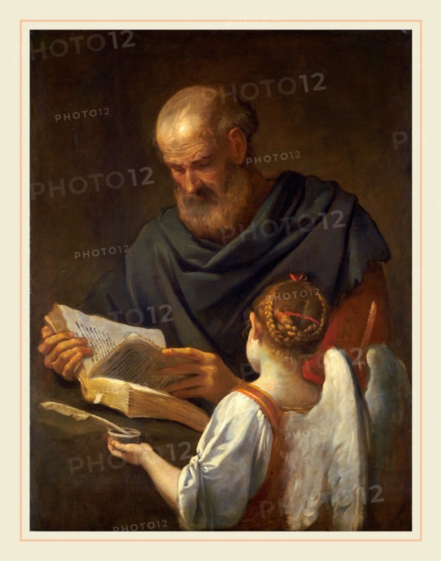 Simone Cantarini, Saint Matthew and the Angel, Italian, 1612-1648, c. 1645-1648, oil on canvas