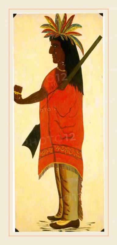 American 19th Century, Indian Tobacco Shop Sign [recto, Indian facing left], second half 19th century, oil on wood