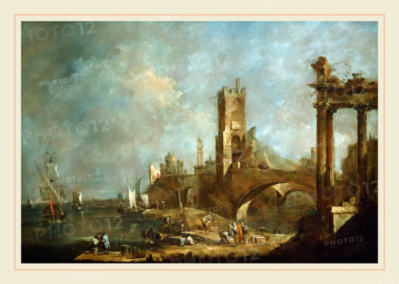 Francesco Guardi, Italian (1712-1793), Capriccio of a Harbor, c. 1760-1770, oil on canvas