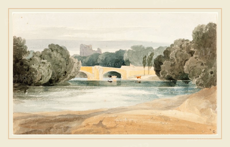 Attributed to John Sell Cotman, British (1782-1842), River with Bridge and Distant Castle, c. 1802-1804, watercolor over graphite on wove paper