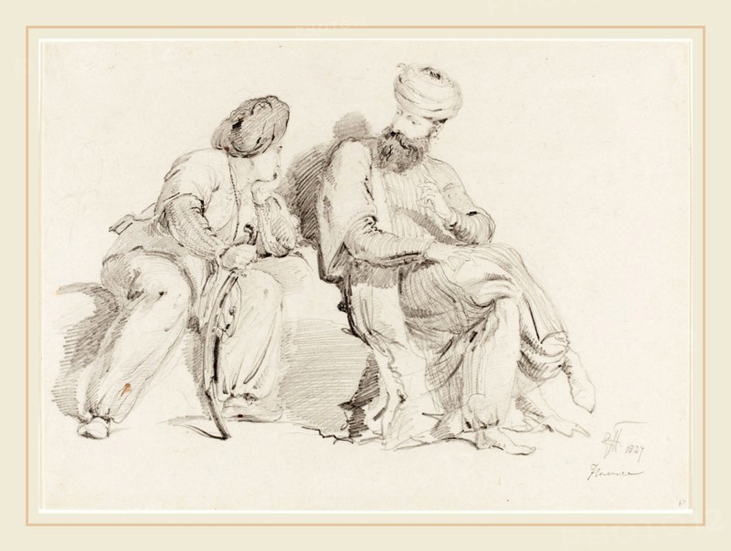 Sir George Hayter, British (1792-1871), Two Seated Arabs, 1827, graphite on wove paper