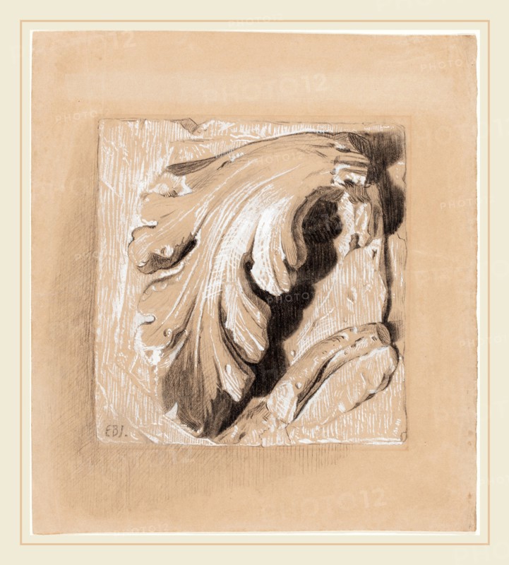 Sir Edward Coley Burne-Jones, British (1833-1898), A Fragment from an Antique Frieze, black chalk heightened with white gouache on brown wove paper