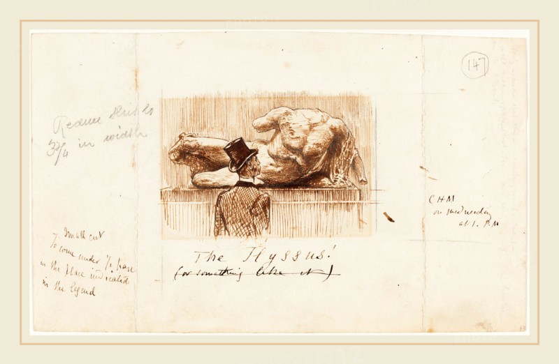 George Du Maurier, British (1834-1896), The Ilyssus!, 1880, pen and brown ink over graphite with scratching-out on wove paper