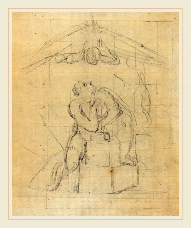 William Blake, British (1757-1827), Los and His Spectre [verso], c. 1804-1807, graphite, squared