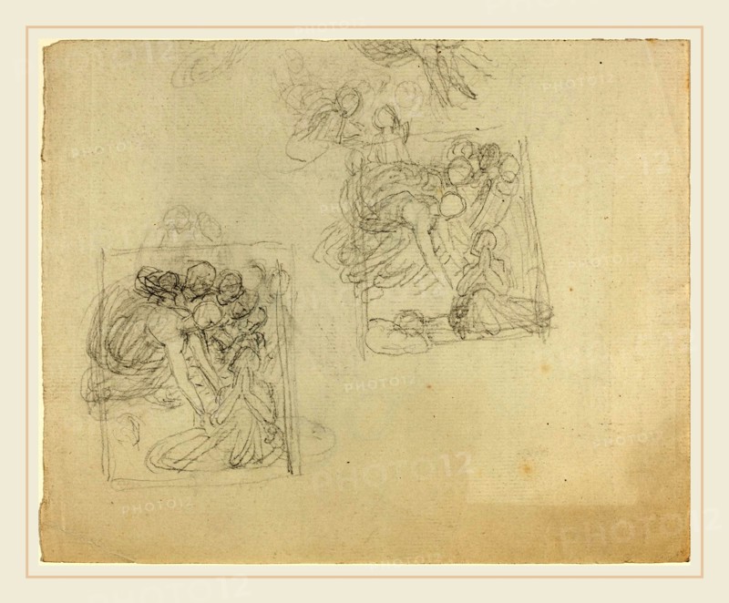 John Flaxman, British (1755-1826), Sheet of Studies [recto and verso], graphite
