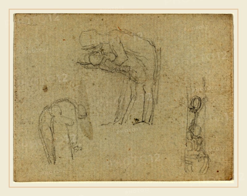 John Flaxman, British (1755-1826), Three Groups of Figures, graphite