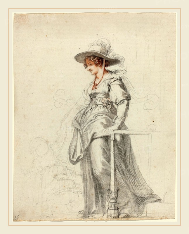 Richard Cosway, British (1740-1742-1821), Maria Cosway with Her Daughter Louisa, c. 1794, graphite, red and black chalk, and gray and red wash on laid paper