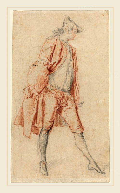 Jacques André Portail, French (1695-1759), A French Gentleman Standing, black and red chalk on laid paper