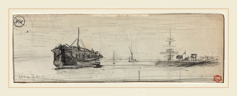 Félix-Hilaire Buhot, French (1847-1898), Shipping in the Port of London [recto], c. 1884, graphite and black chalk on wove paper