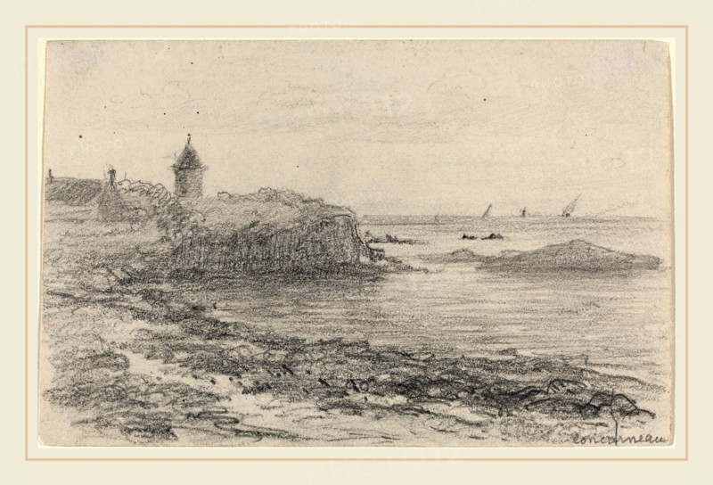EugÃ¨ne Boudin, French (1824-1898), The Coast at Concarneau, graphite on wove paper