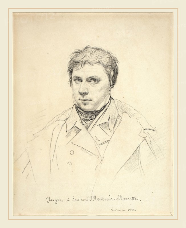 Jean-Auguste-Dominique Ingres, French (1780-1867), Self-Portrait, 1822, graphite on wove paper; laid down