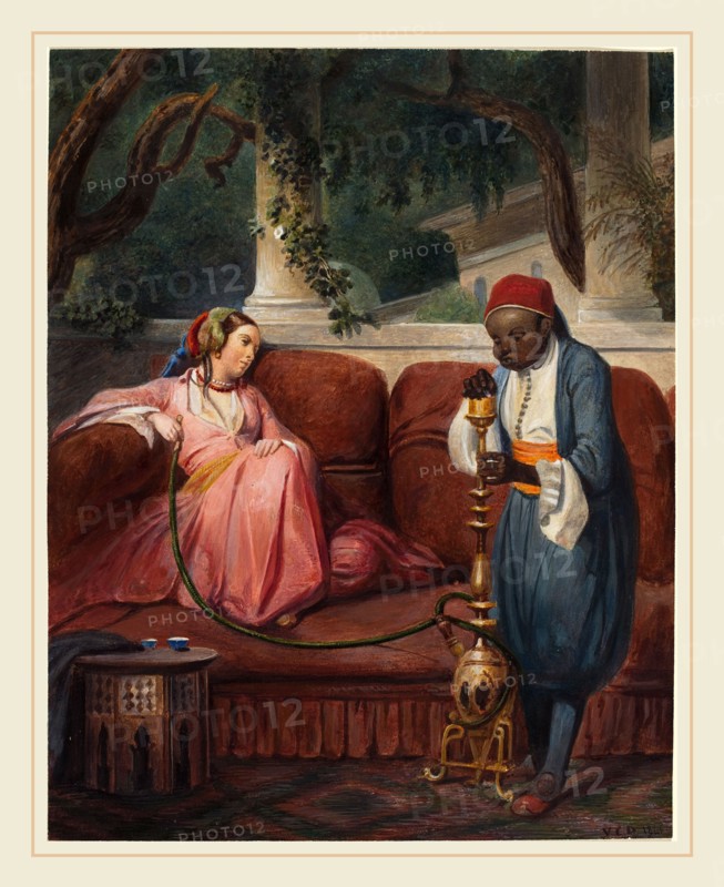 Master VCD, French (19th century), Oriental Woman with a Waterpipe, probably 1845, watercolor and gouache over graphite on wove paper