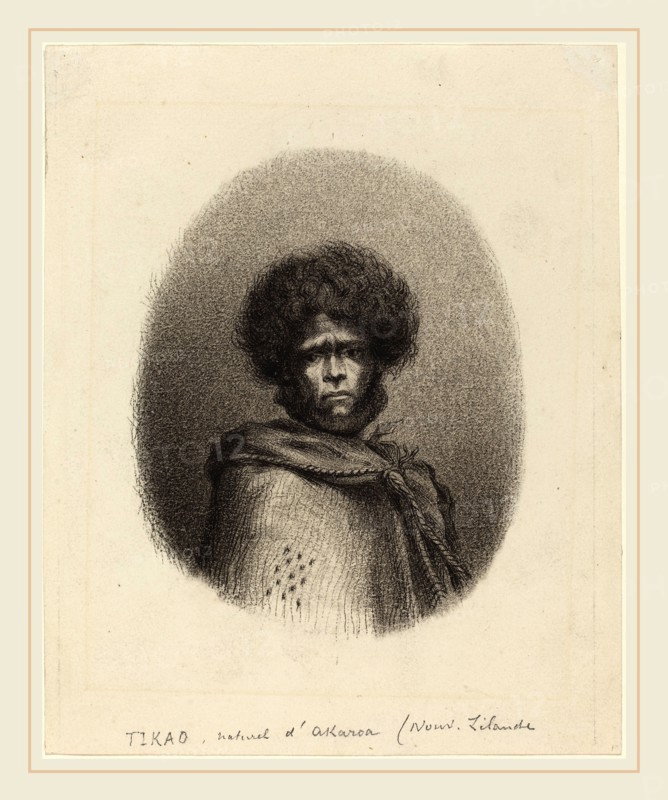 Charles Meryon, French (1821-1868), Tikao, naturel d'Akaroa, pen and black ink over graphite