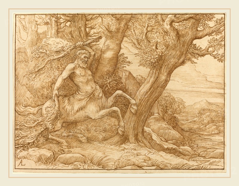 Alphonse Legros, Centaur with Branches, French, 1837-1911, pen and brown ink on wove paper