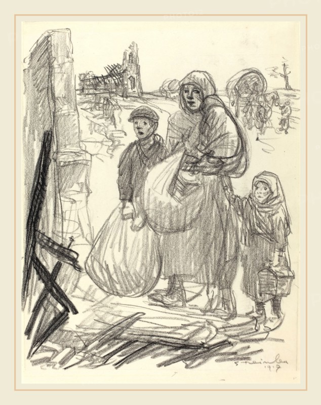 Théophile Alexandre Steinlen, C'est ici, chez nous!, Swiss, 1859-1923, 1917, black chalk