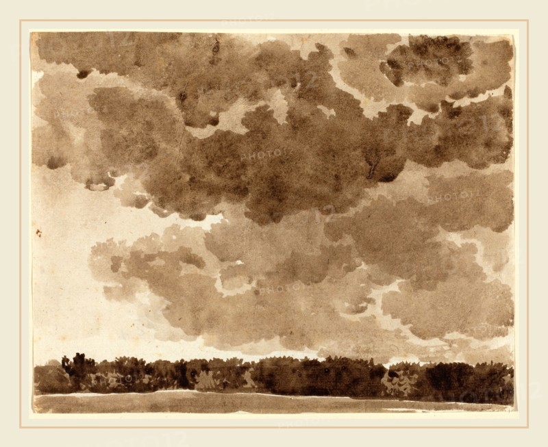 Franz Innocenz Josef Kobell, German (1749-1822), Clouds over a Forest, brown wash on laid paper