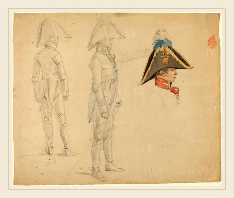 Wilhelm von Kobell, German (1766-1853), Studies of Major von Washington, graphite and watercolor on wove paper