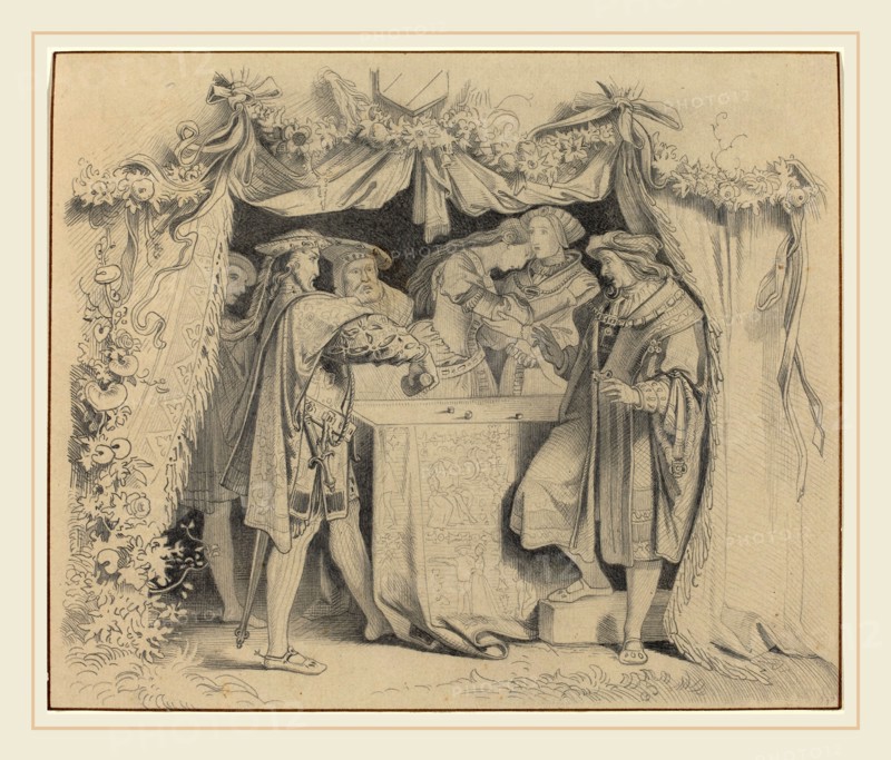 German 19th Century, Men Throwing Dice, graphite on laid paper