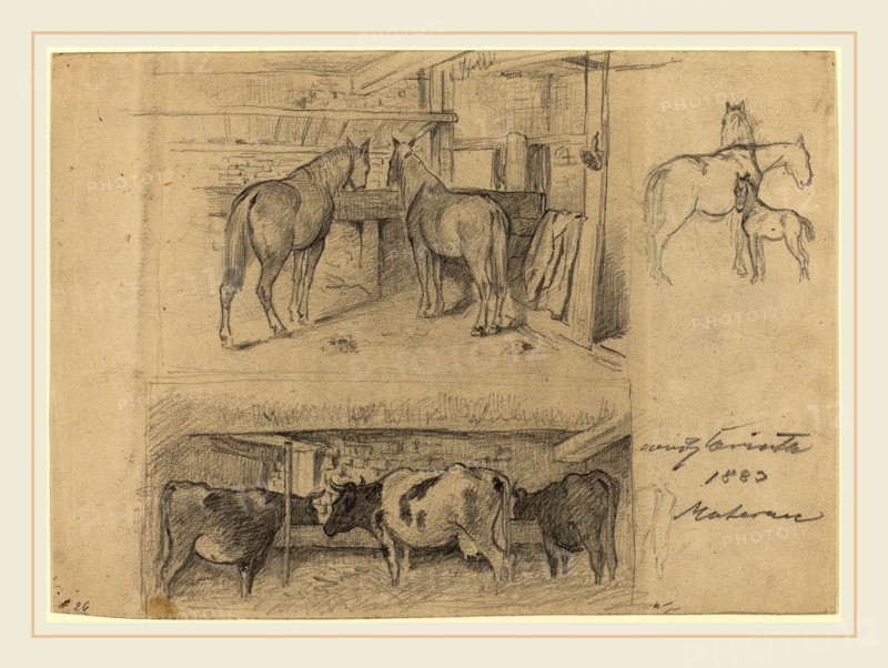 Lovis Corinth, German (1858-1925), The Barn, 1883, graphite on wove paper