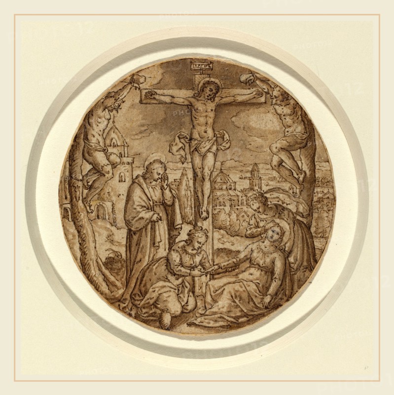 Hans Bol (Netherlandish, 1534-1593), The Crucifixion, 1570s, pen and brown ink with brown wash on laid paper