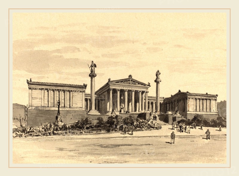 Themistocles von Eckenbrecher, German (1842-1921), Academy, 1890, pen and black ink and watercolor over black chalk and touches of graphite
