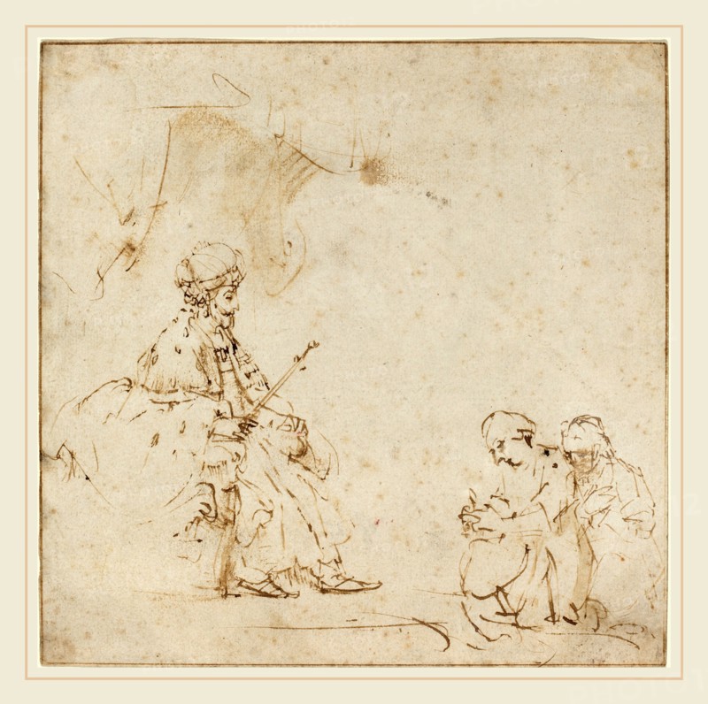 Rembrandt van Rijn, Dutch (1606-1669), Esther before Ahasuerus, 1655-1660, pen and brown ink with brown wash on laid paper