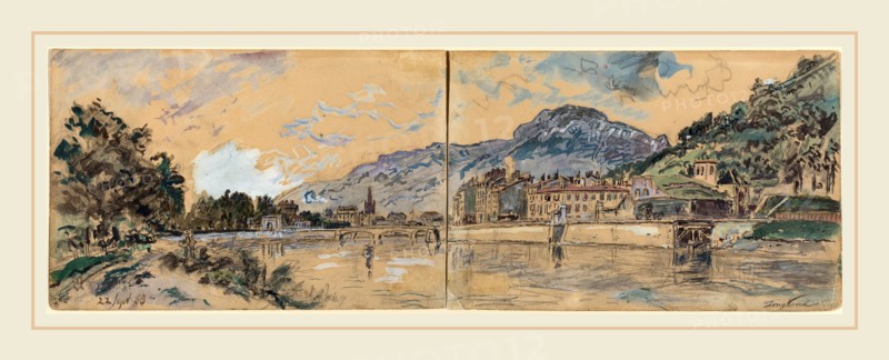 Johan Barthold Jongkind, Dutch (1819-1891), Grenoble, 1883, watercolor and gouache over black chalk