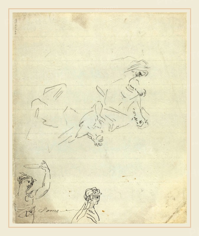 Giovanni Battista Cipriani, Italian (1727-1785), Figure Studies [verso], pen and black ink and graphite on laid paper