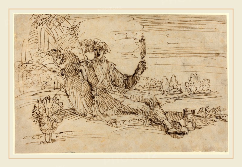 Francesco Brizio, Italian (c. 1575-1623), An Elegant Young Man Personifying Vanity, pen and brown ink over black chalk on laid paper
