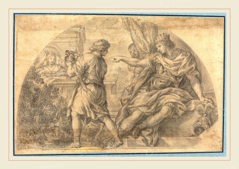 after Pietro da Cortona, Masinissa and Sophonisba, black chalk