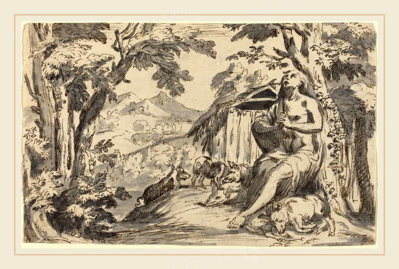 after Pietro Testa, The Prodigal Son, 18th century, pen and brown ink with gray wash on laid paper