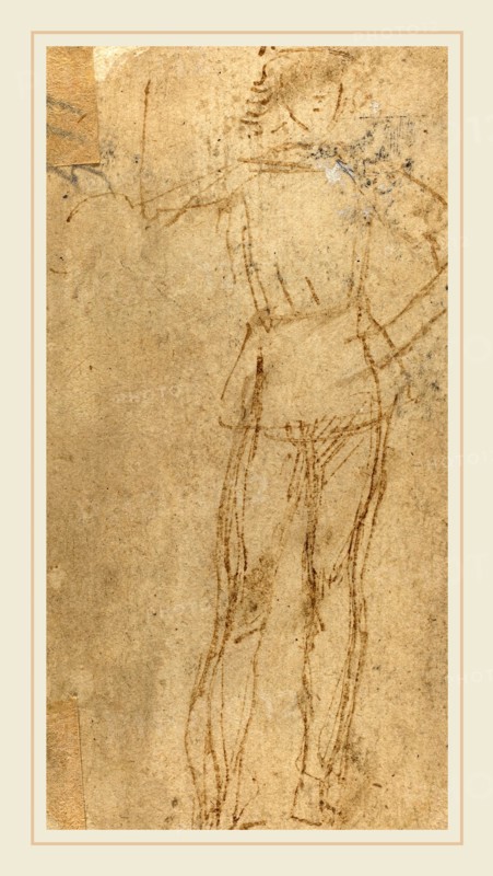 Attributed to Sperandio, Italian (c. 1425-1428 -c. 1504), Standing Young Man [verso], pen and brown ink on laid paper