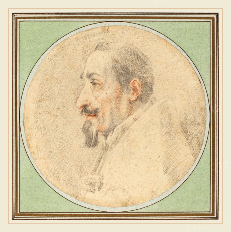 Andrea Sacchi, Italian (1599-1661), Pope Alexander VII, black and red chalk on laid paper