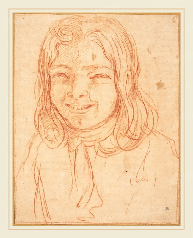 Giuseppe Maria Mitelli, Italian (1634-1718), A Boy with Flowing Hair, red chalk on laid paper