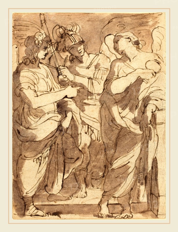 Felice Giani, Italian (1758-1823), Allegory of Justice, pen and brown ink with brown wash over black chalk on wove paper