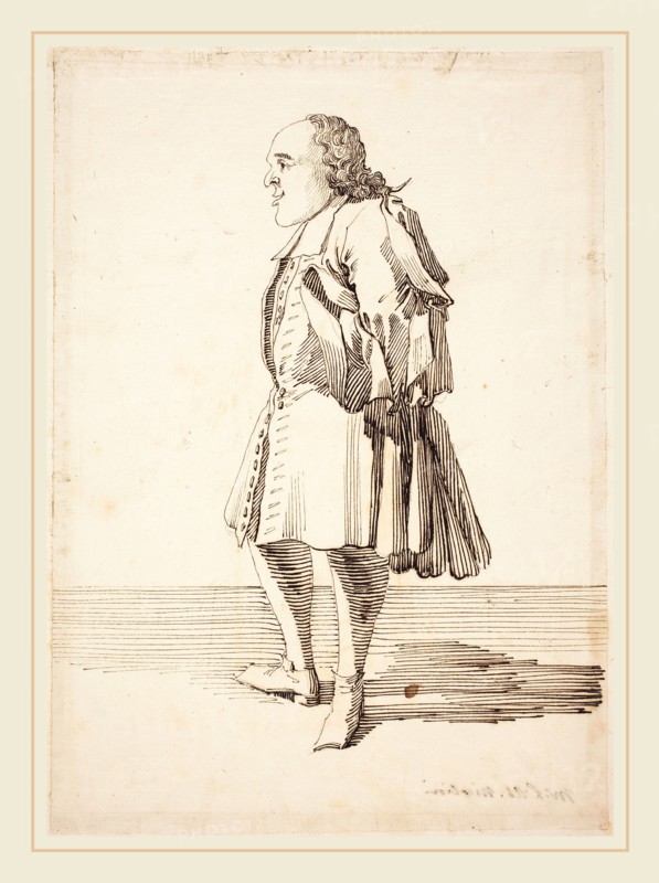 Pier Leone Ghezzi, Italian (1674-1755), Caricature of a Male Figure, pen and iron gall ink over graphite on laid paper
