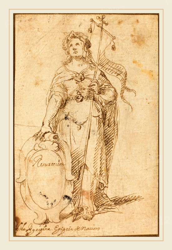 Spanish 17th Century, Egyptian Sibyl, pen and brown ink on laid paper