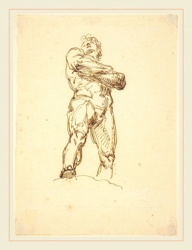 Bertel Thorvaldsen, Danish (c. 1770-1844), A Heroic Male Nude, pen and brown ink on wove paper