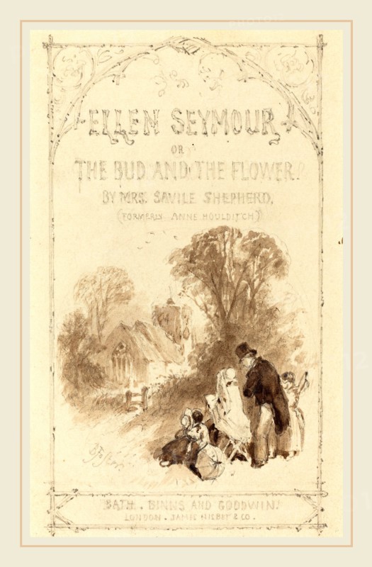 Myles Birket Foster, British (1825-1899), Title Page for "Ellen Seymour", brown wash and graphite on wove paper