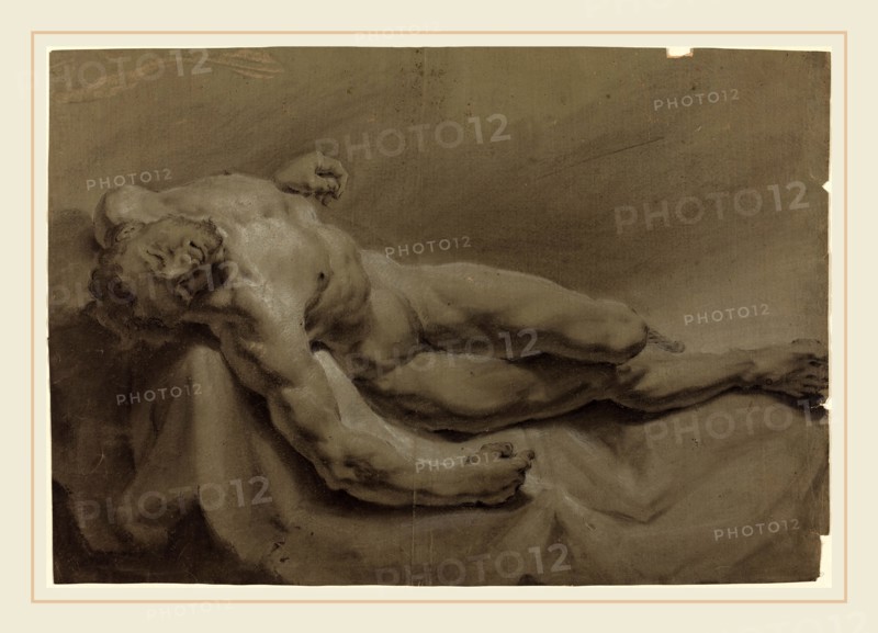 Georg Raphael Donner, Austrian (1693-1741), The Dead Christ, black, pink, and white chalk on gray-green heavy wove paper