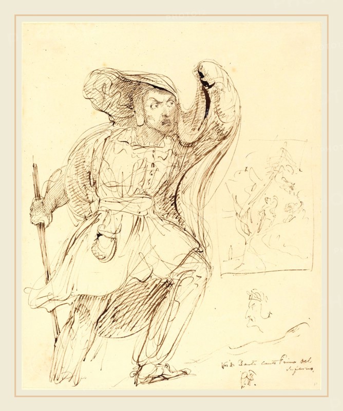 Sir George Hayter, British (1792-1871), Studies for a Scene from Dante's Inferno, pen and brown ink on wove paper