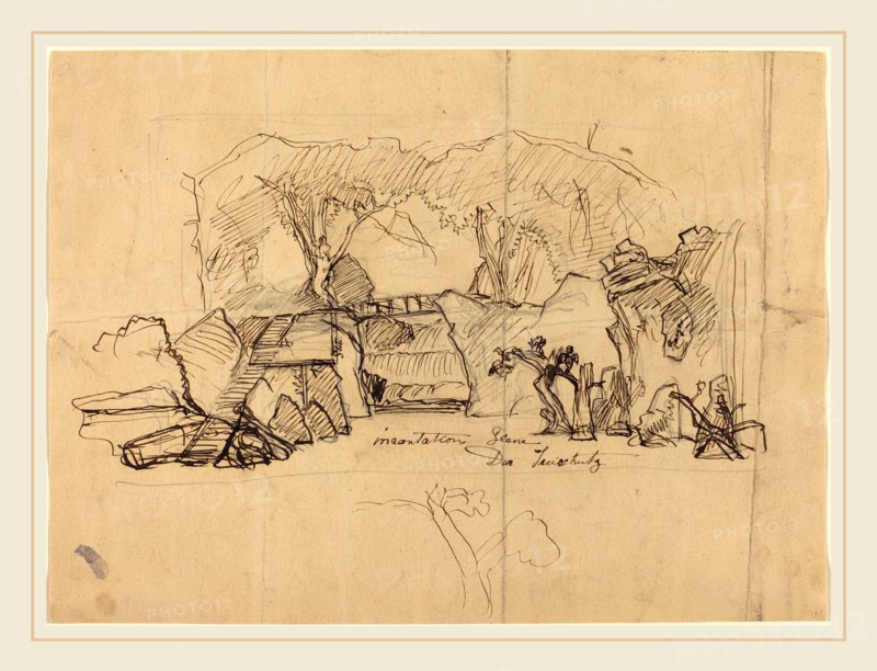 Robert Caney, British (1847-1911), Incantation Scene from "Der Freischutz", pen and brown and black ink over graphite on wove paper