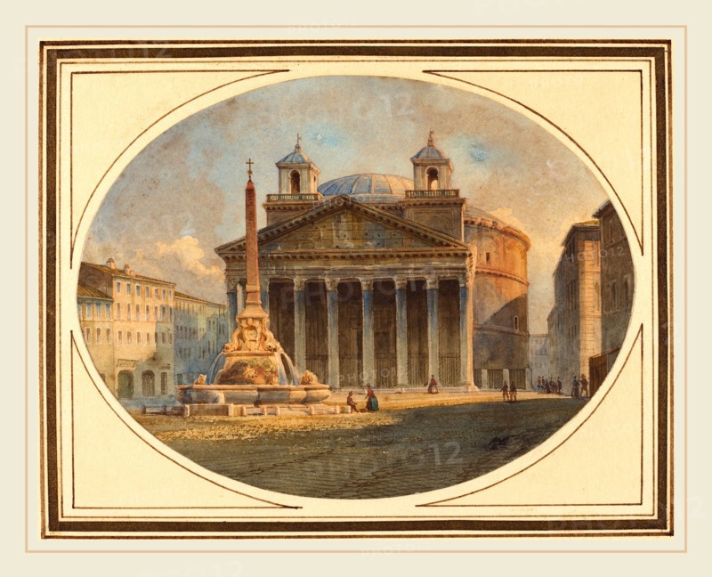 Victor Jean Nicolle, French (1754-1826), The Pantheon, watercolor and gouache, with pen and brown ink on wove paper