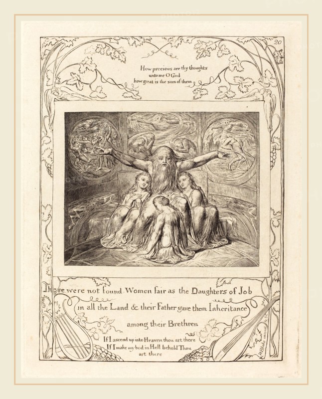 William Blake, British (1757-1827), Job and His Daughters, 1825, engraving