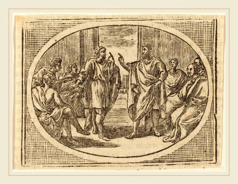 Elisha Kirkall,English, (c. 1682-1742), The Boasting Traveler, metalcut
