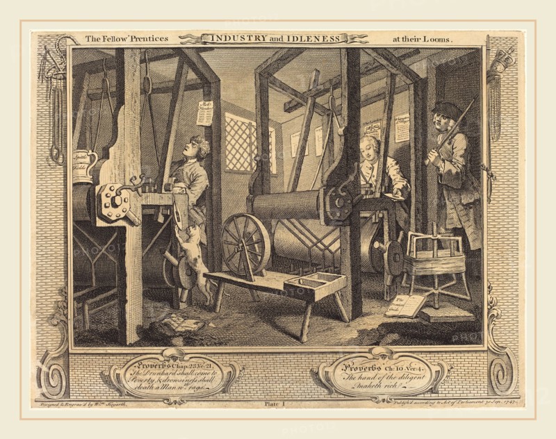 William Hogarth,English, (1697-1764), The Fellow 'Prentices at Their Looms, 1747, etching and engraving