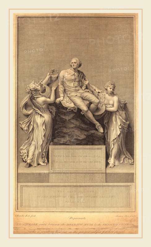 James Stow after Thomas Banks, British (c. 1770-1820 or after), Monument to William Shakespeare, published 1798, etching and engraving