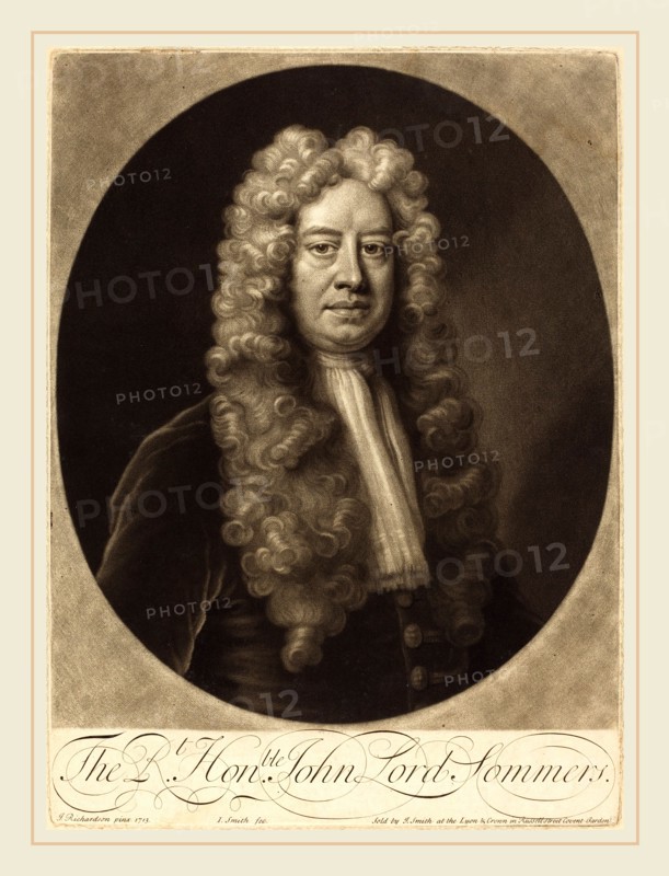 John Smith after Jonathan Richardson, Sr. (active early 19th century), John Lord Sommers, 1713, mezzotint on laid paper