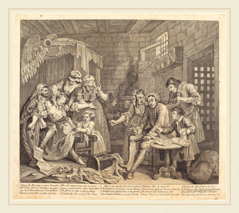 William Hogarth,English, (1697-1764), A Rake's Progress: pl.7, 1735, etching and engraving